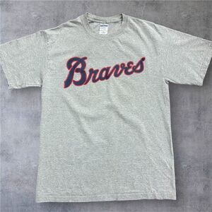 Gildan Vintage Y2K MLB Atlanta Braves Hank Aaron Grey Tee Cotton Men's Size M